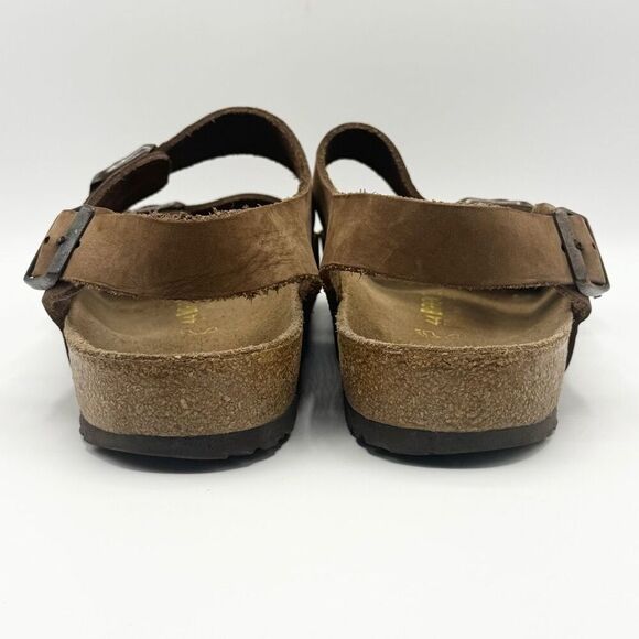 Birkenstock Milano Brown Leather Double Strap Heel Strap Adjustable Sandals - Me - Picture 4 of 12